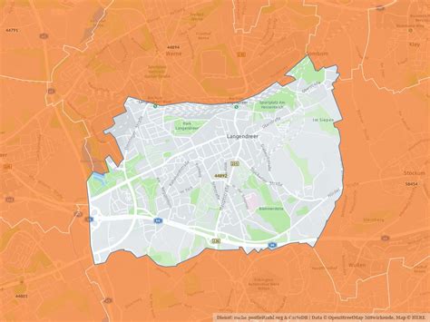 44892 Bochum mit PLZ Karte und Straßenverzeichnis.